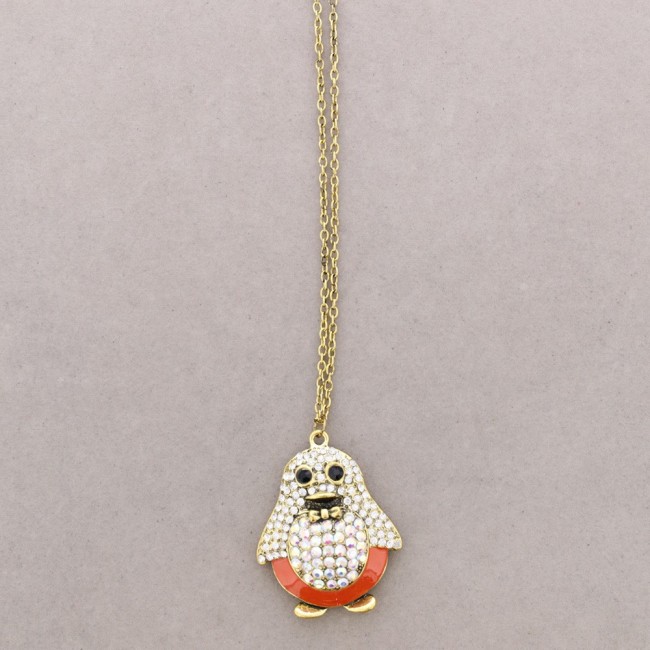 LONG NECKLACE WITH METAL AND CRYSTALS