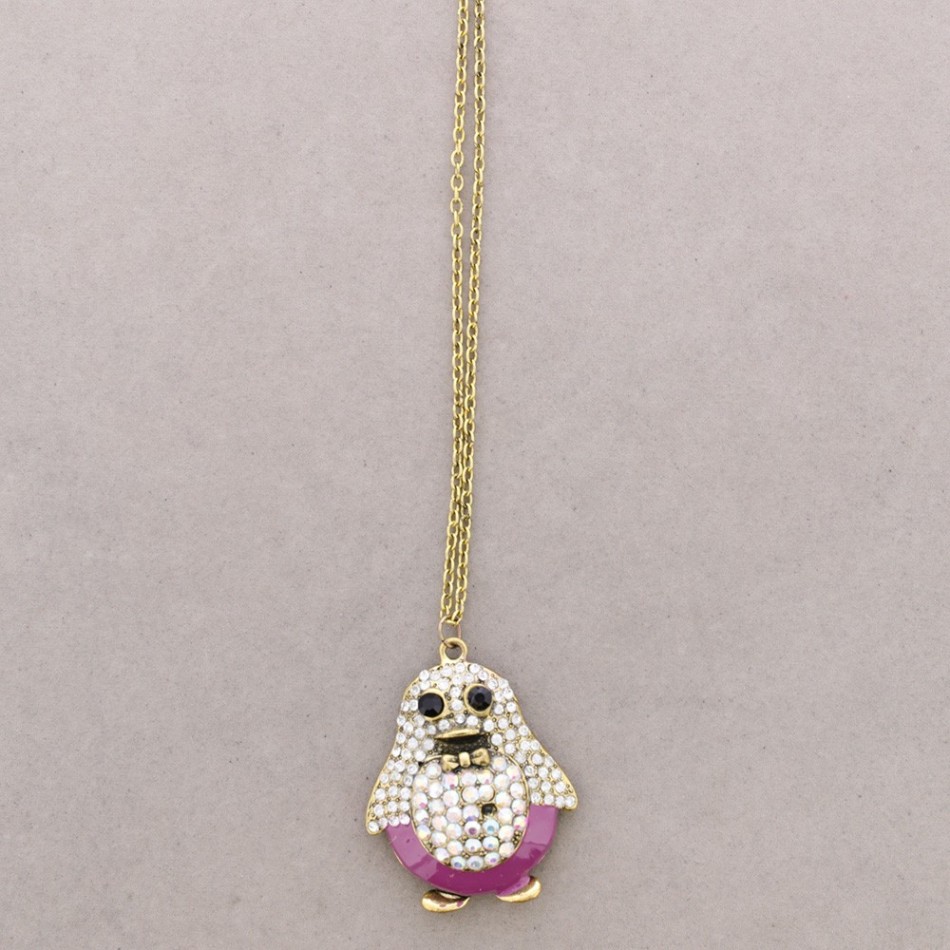 LONG NECKLACE WITH METAL AND CRYSTALS