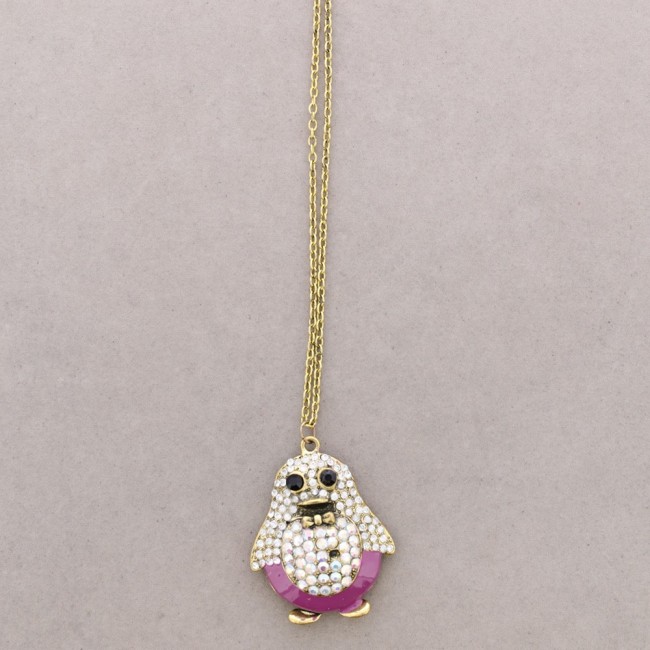 LONG NECKLACE WITH METAL AND CRYSTALS