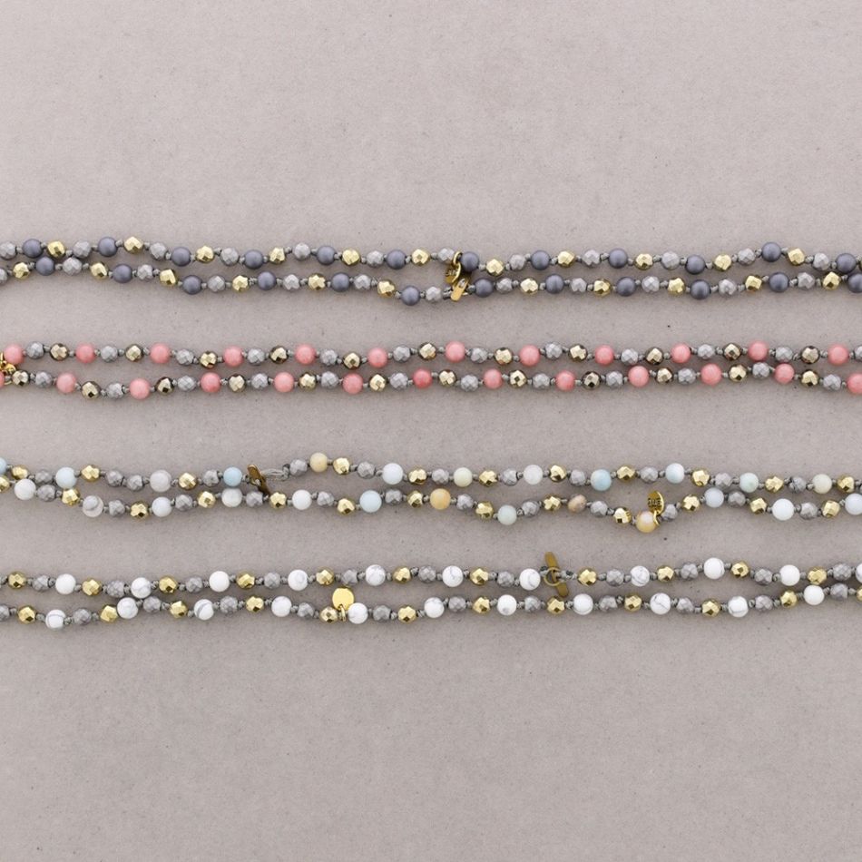 LONG NECKLACE/BRACELET WITH FACETED CRYSTALS
