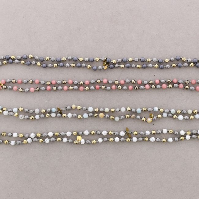 LONG NECKLACE/BRACELET WITH FACETED CRYSTALS