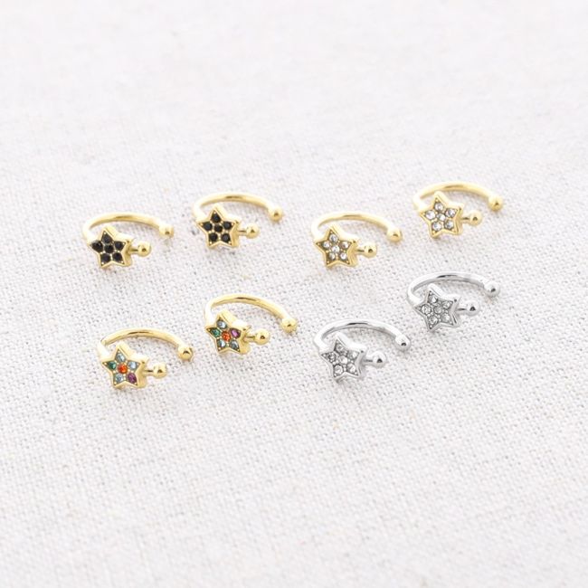 PENDIENTES ACERO PIERCING ESTRELLA CRISTALES