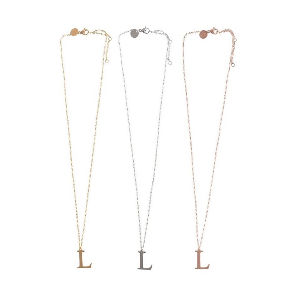 INITIAL LETTER L STEEL SHORT NECKLACE