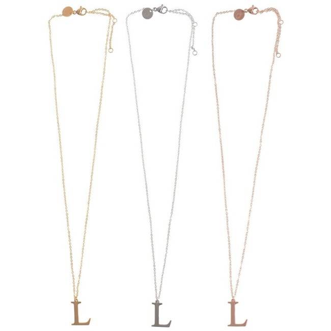 INITIAL LETTER L STEEL SHORT NECKLACE