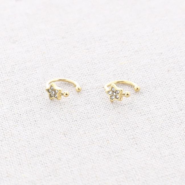 PENDIENTES ACERO PIERCING ESTRELLA CRISTALES