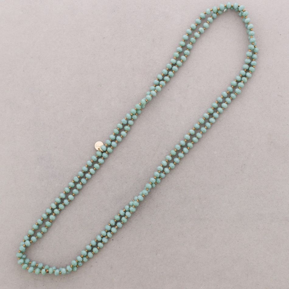 COLLAR LARGO NUDOS BOLAS CRISTALES FACETADOS 1,5M*6MM