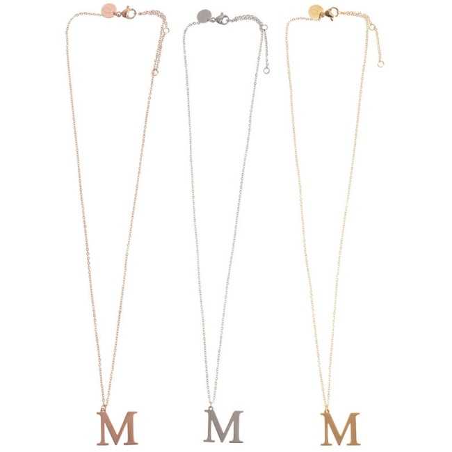 INITIAL LETTER M STEEL SHORT NECKLACE