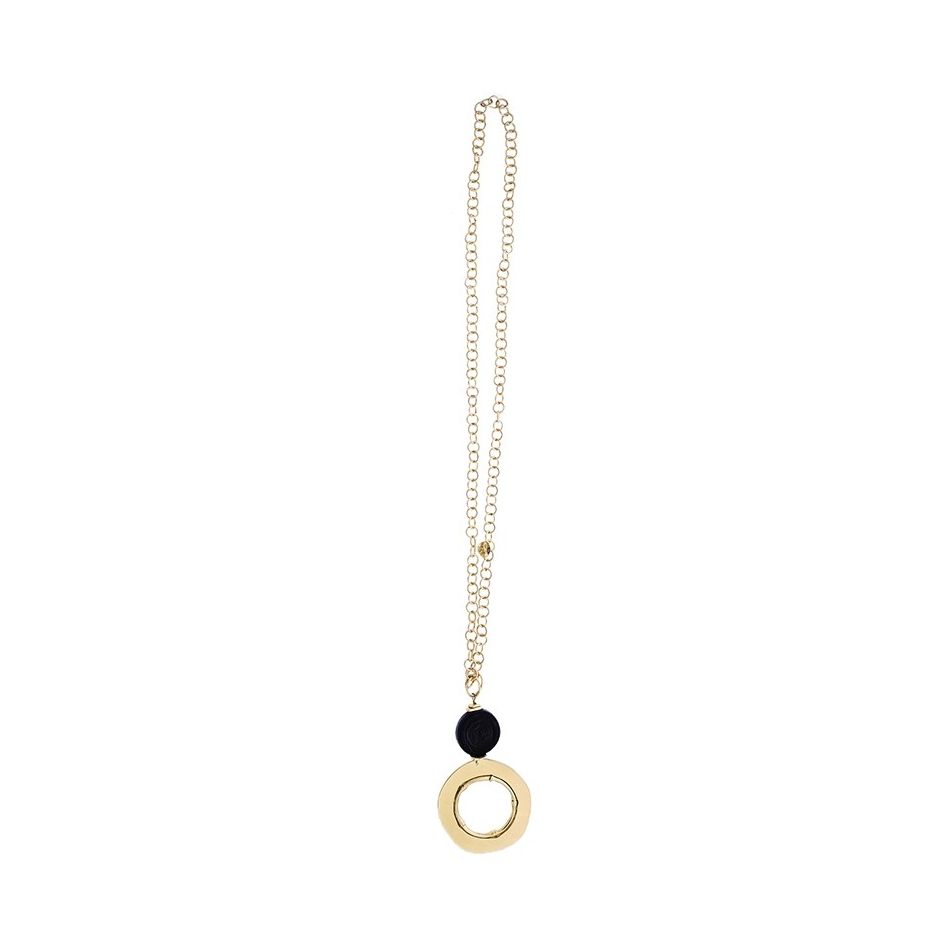 LONG NECKLACE WITH METAL RING PENDANT CHAIN