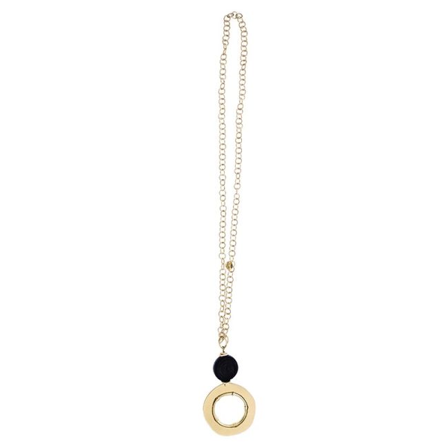 LONG NECKLACE WITH METAL RING PENDANT CHAIN