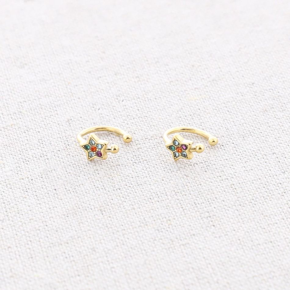 CRYSTAL STAR PIERCING STEEL EARRINGS