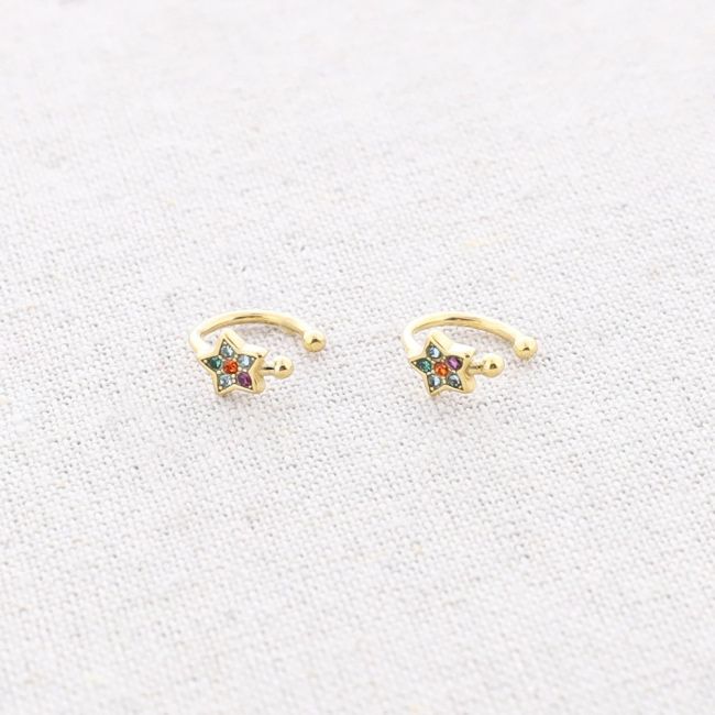 PENDIENTES ACERO PIERCING ESTRELLA CRISTALES