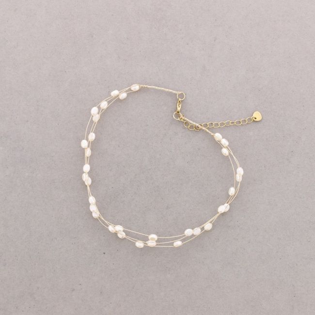 BRAIDED SHORT NECKLACE WITH PEARL BEADS