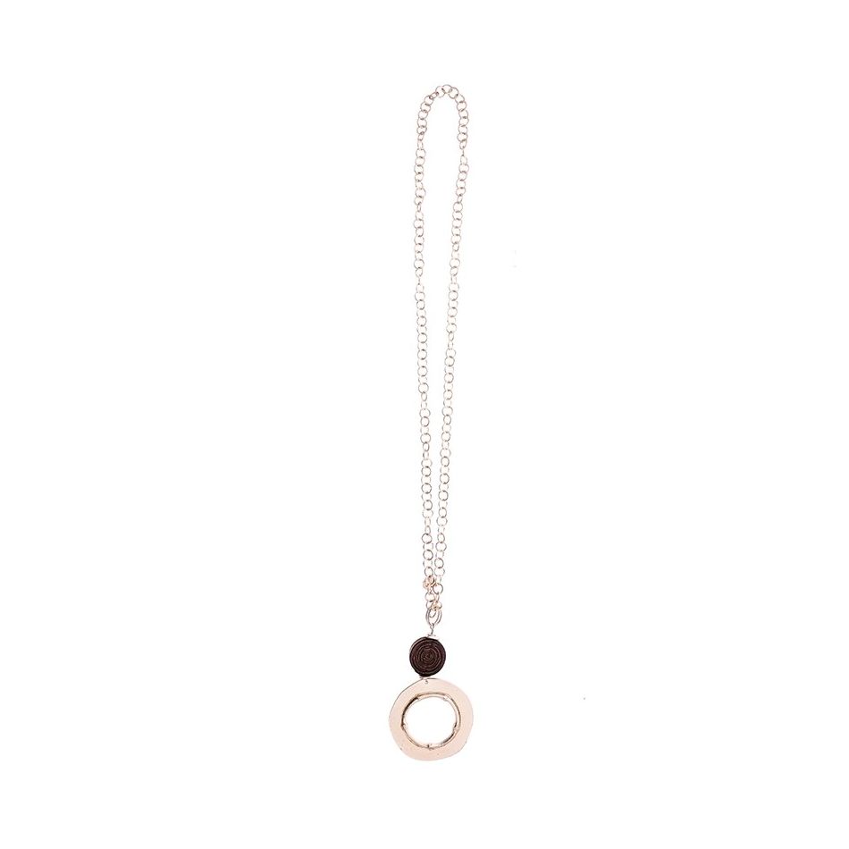 LONG NECKLACE WITH METAL RING PENDANT CHAIN