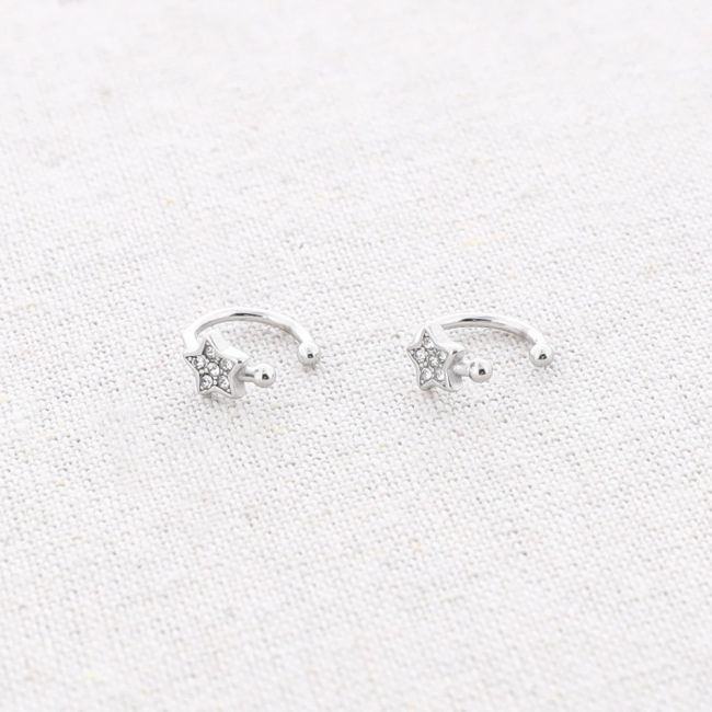 CRYSTAL STAR PIERCING STEEL EARRINGS