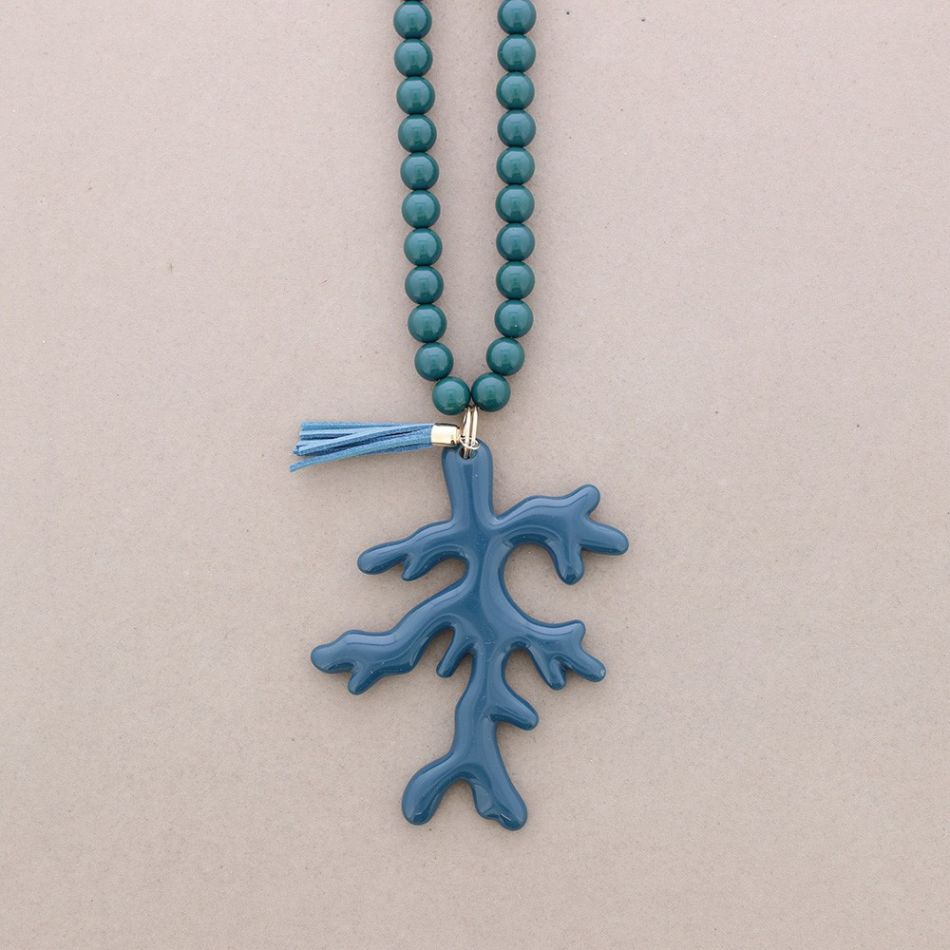 COLLAR LARGO CORAL COLG. RESINA
