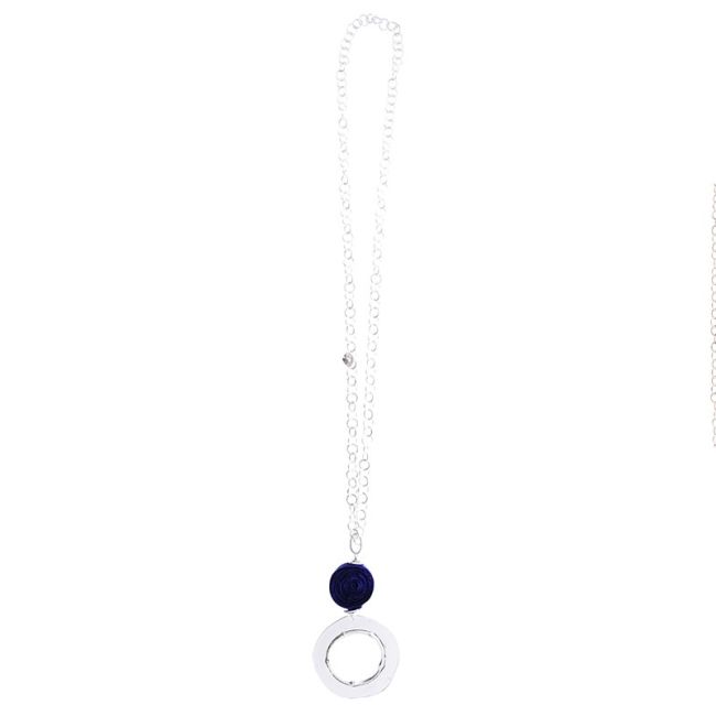 LONG NECKLACE WITH METAL RING PENDANT CHAIN