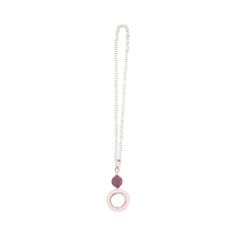LONG NECKLACE WITH METAL RING PENDANT CHAIN
