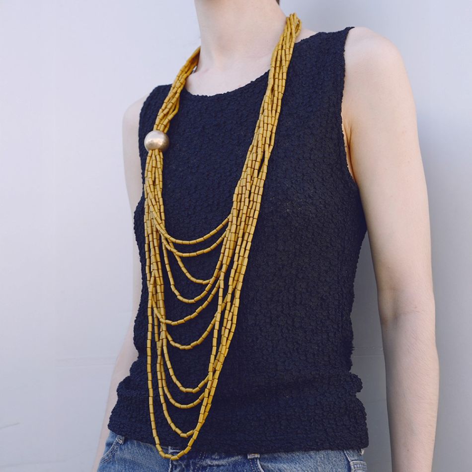 LONG MULTI-STRAND RESIN TUBE NECKLACE