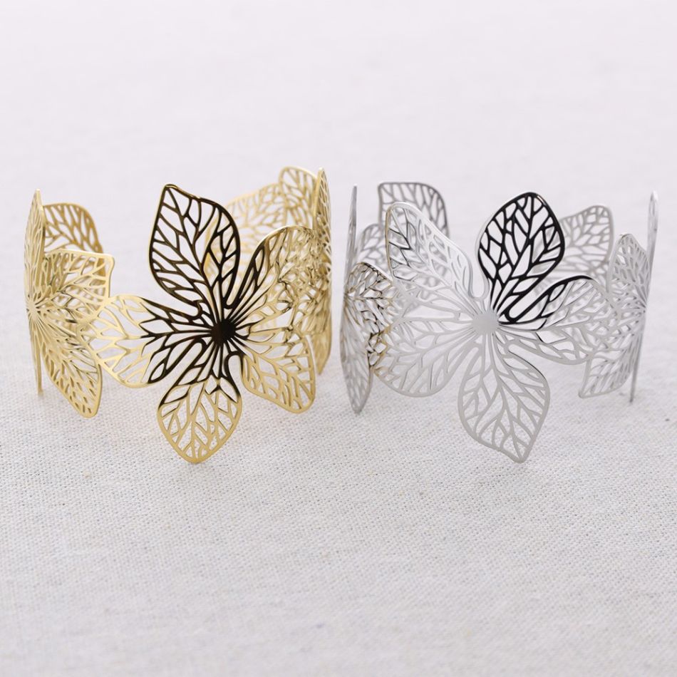 PULSERA ACERO AJUSTABLE FLOR FILIGRANA