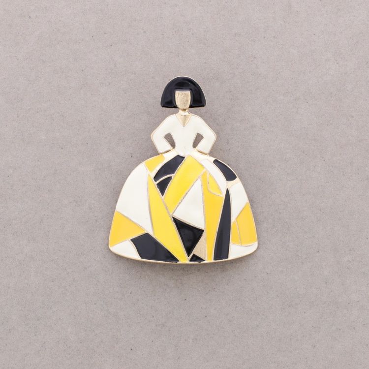 BROCHE MENINA METAL ESMALTE
