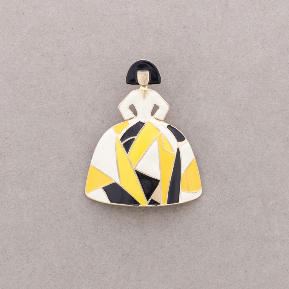 BROCHE MENINA METAL ESMALTE