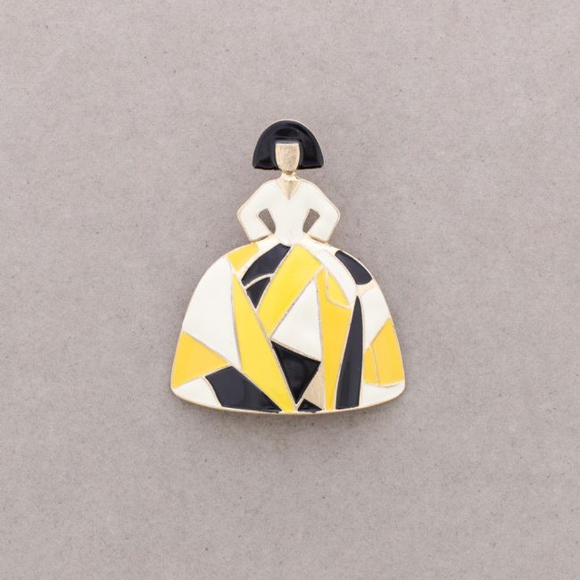 BROCHE MENINA METAL ESMALTE