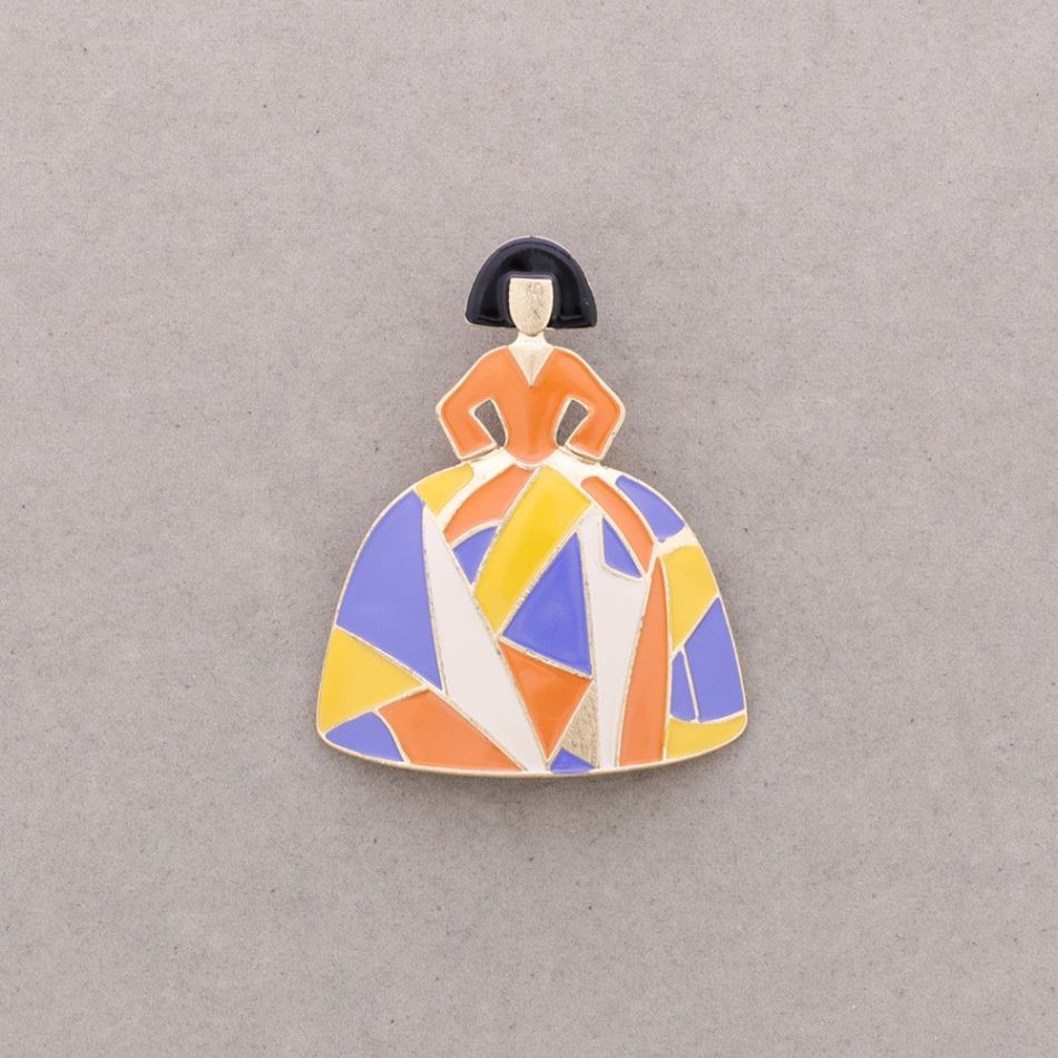 BROCHE MENINA METAL ESMALTE