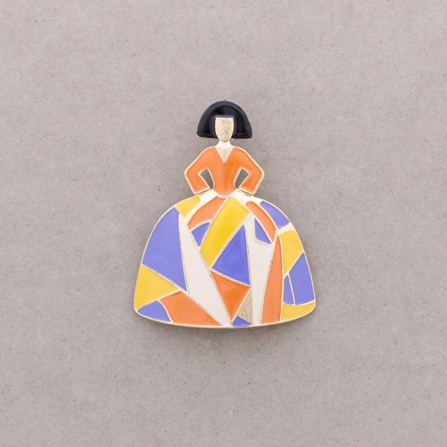 BROCHE MENINA METAL ESMALTE