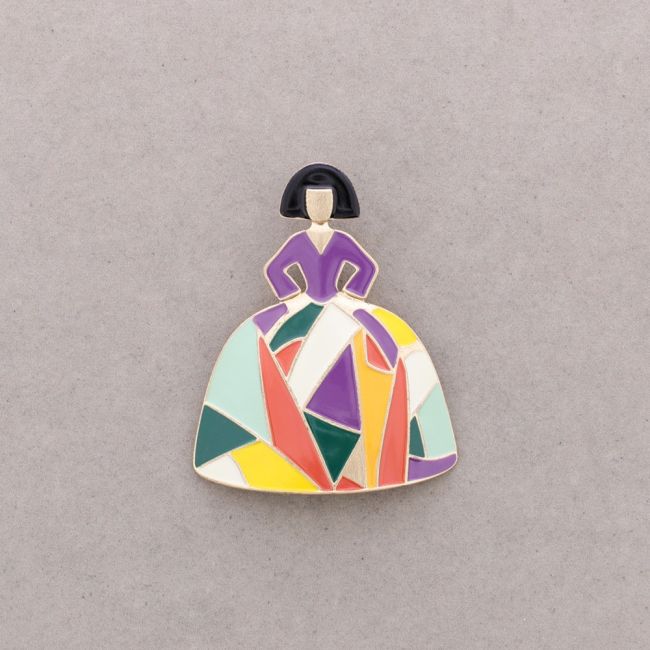 BROCHE MENINA METAL ESMALTE