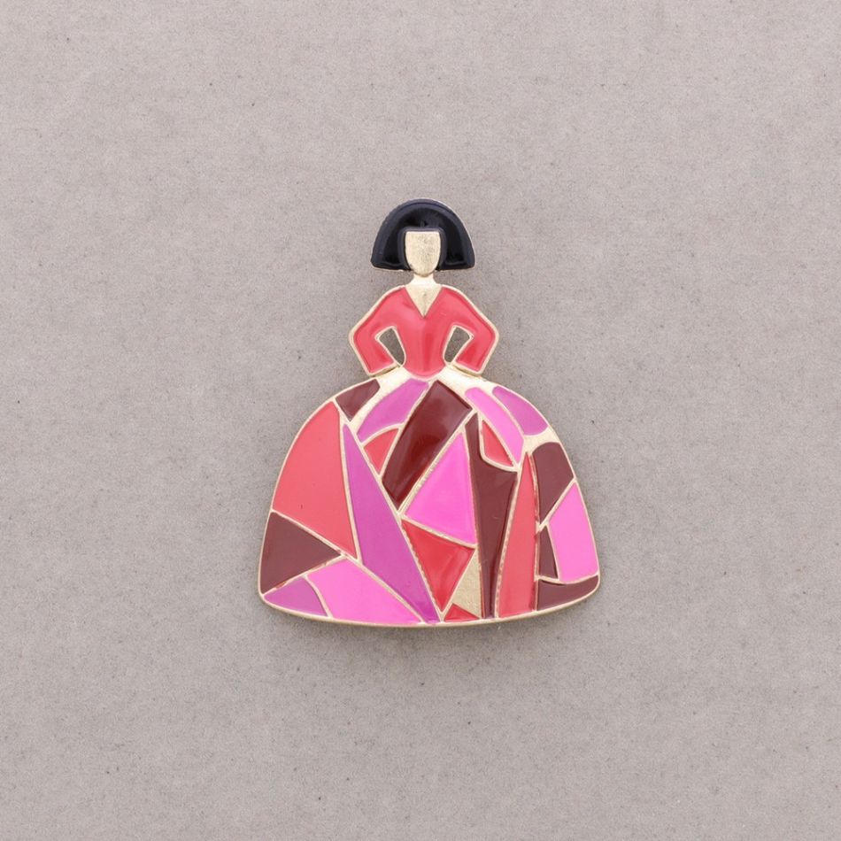 BROCHE MENINA METAL ESMALTE