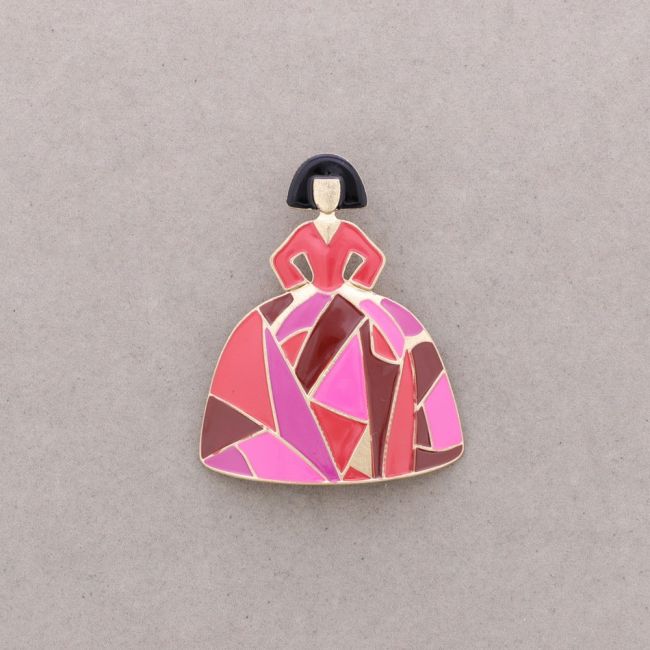 BROCHE MENINA METAL ESMALTE