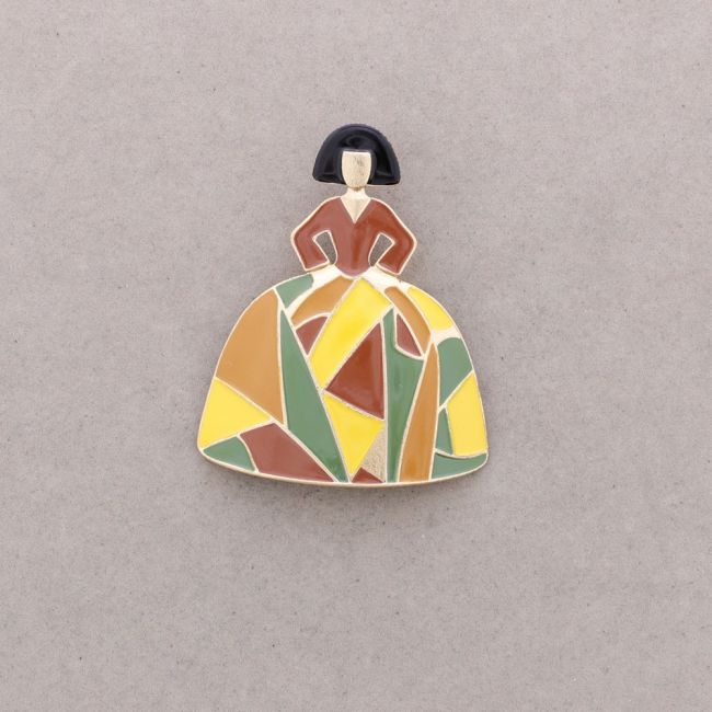 BROCHE MENINA METAL ESMALTE