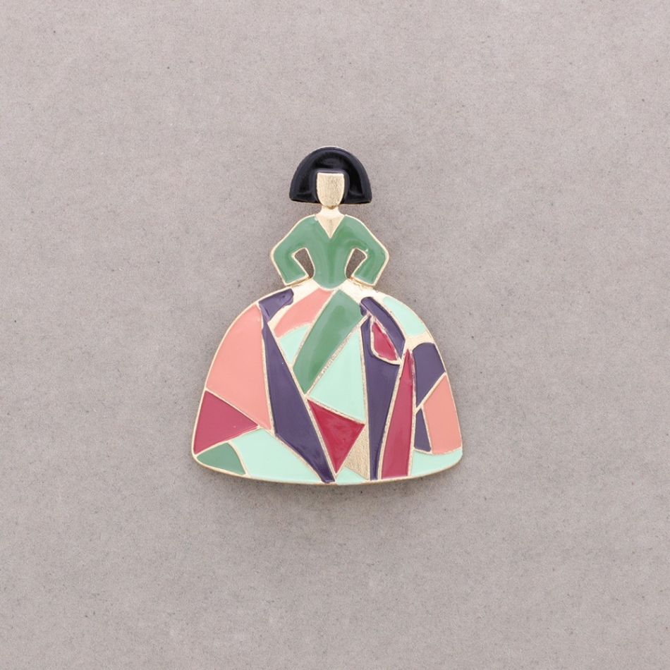 BROCHE MENINA METAL ESMALTE