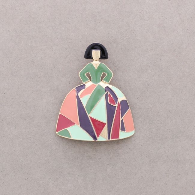 BROCHE MENINA METAL ESMALTE