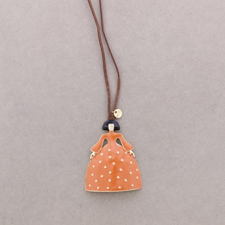 COLLAR LARGO COLGANTE MENINA METAL ESMALTE