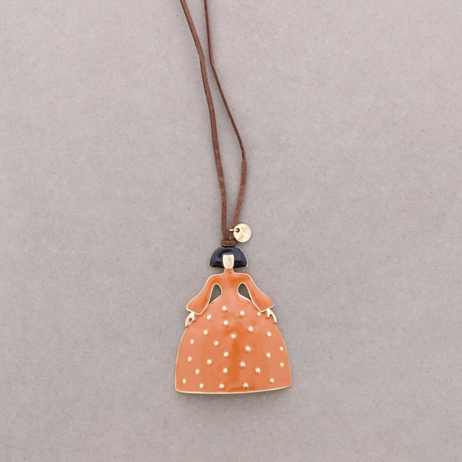 COLLAR LARGO COLGANTE MENINA METAL ESMALTE