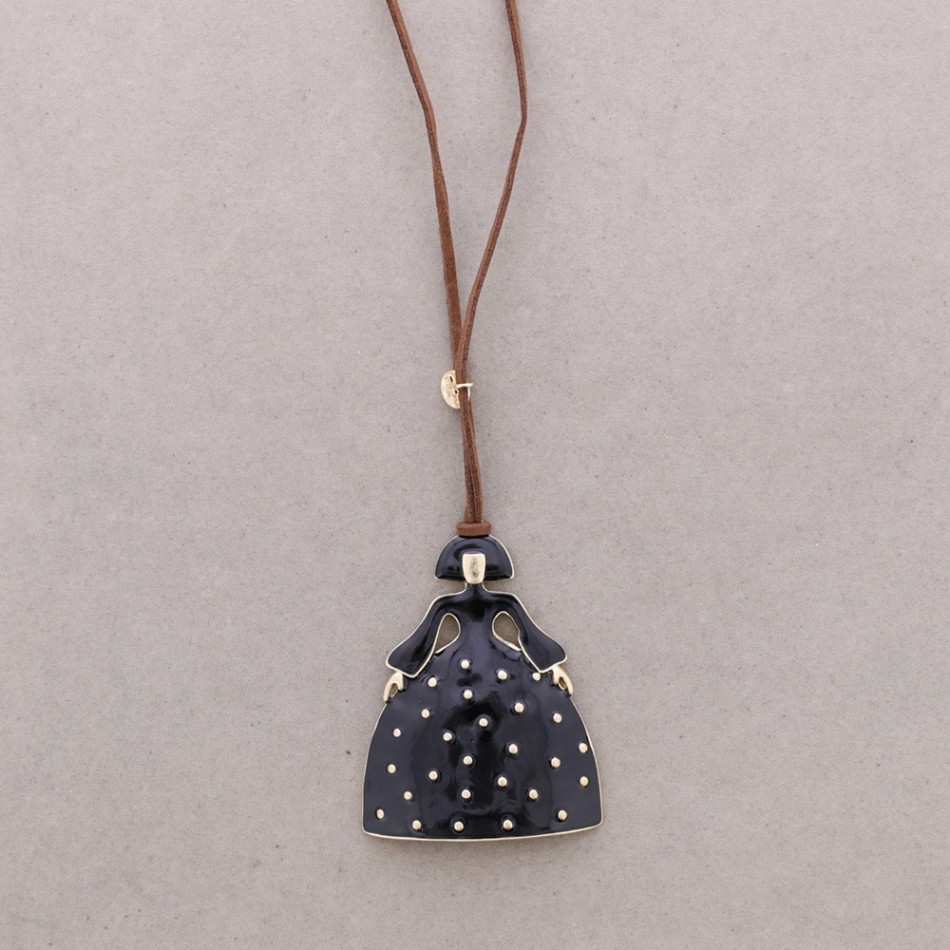 COLLAR LARGO COLGANTE MENINA METAL ESMALTE