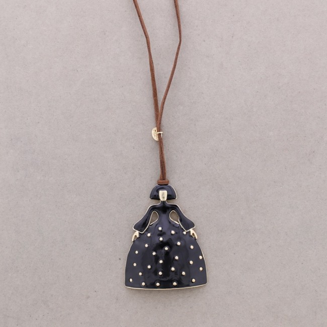 COLLAR LARGO COLGANTE MENINA METAL ESMALTE