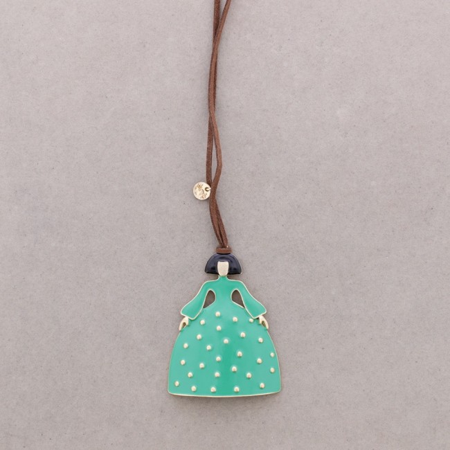 LONG NECKLACE WITH MENINA PENDANT IN METAL AND ENAMEL