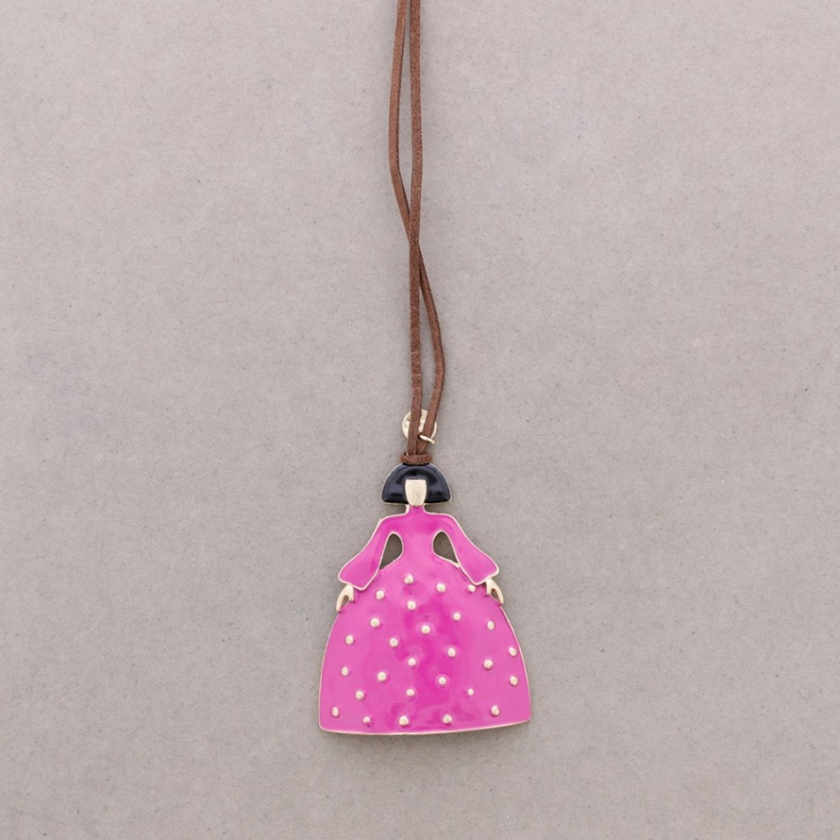 COLLAR LARGO COLGANTE MENINA METAL ESMALTE
