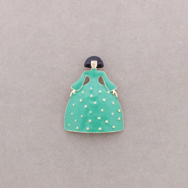 METAL ENAMEL MENINA BROOCH
