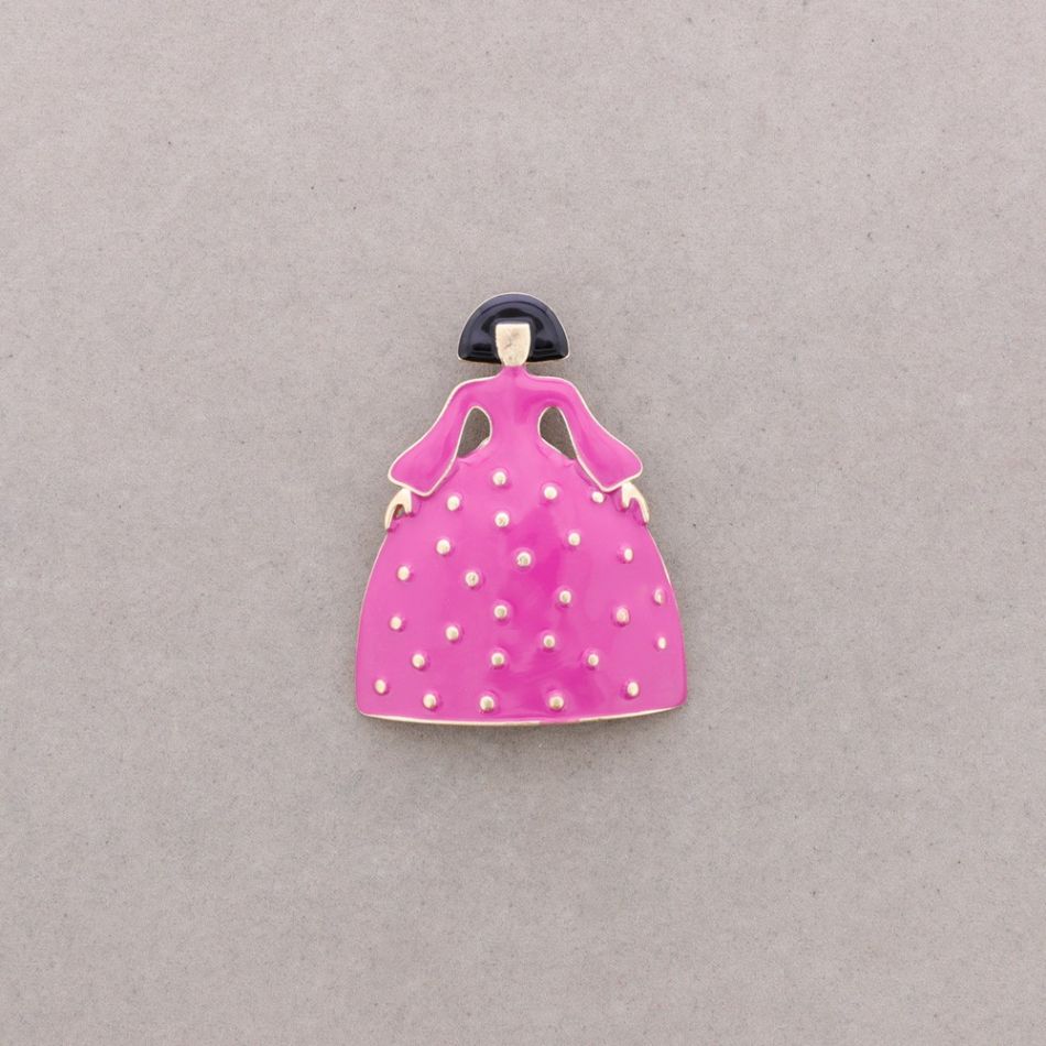 BROCHE MENINA METAL ESMALTE
