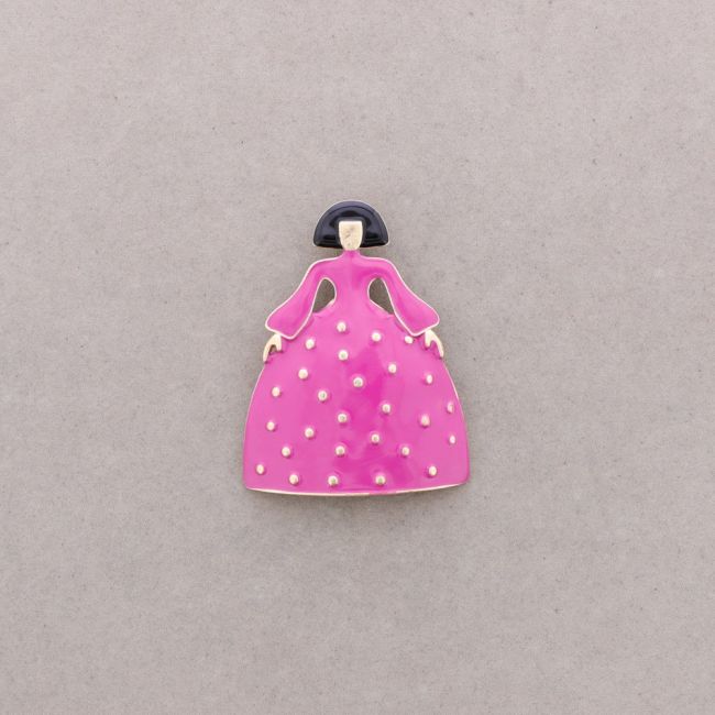 BROCHE MENINA METAL ESMALTE