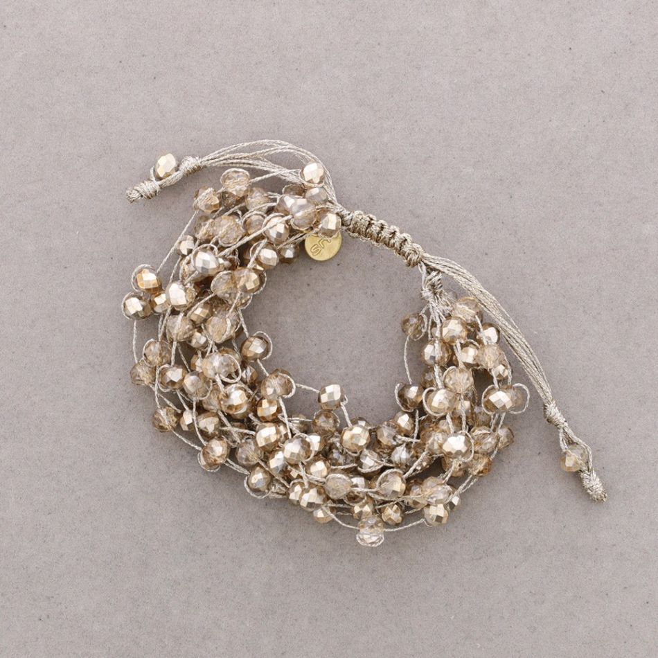 PULSERA MACRAMÉ CRISTALES FACETADOS