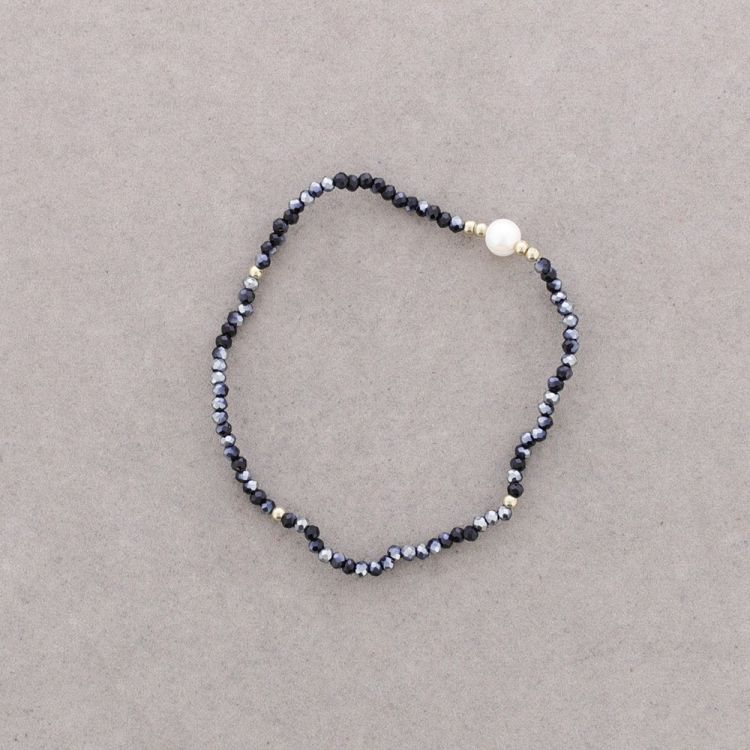 PULSERA PERLA CRISTALES FACETADOS