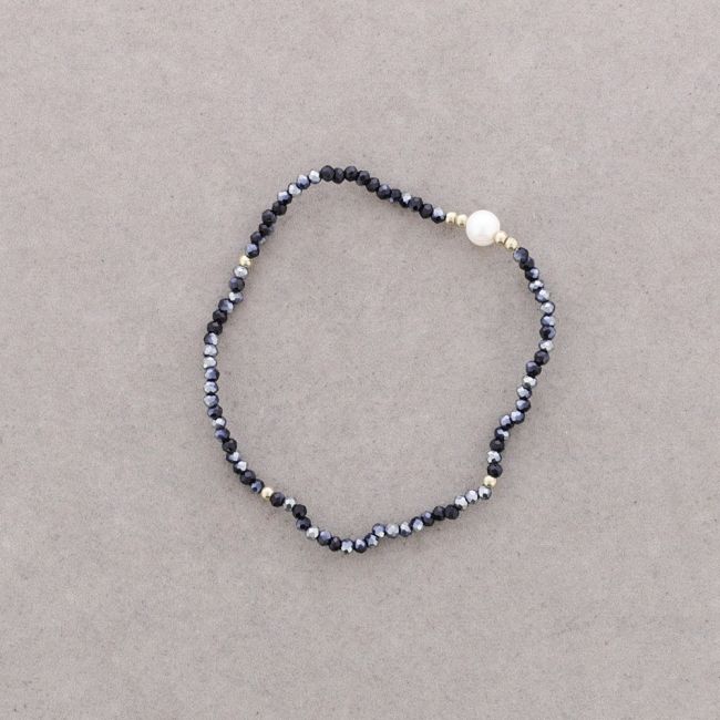 PULSERA PERLA CRISTALES FACETADOS