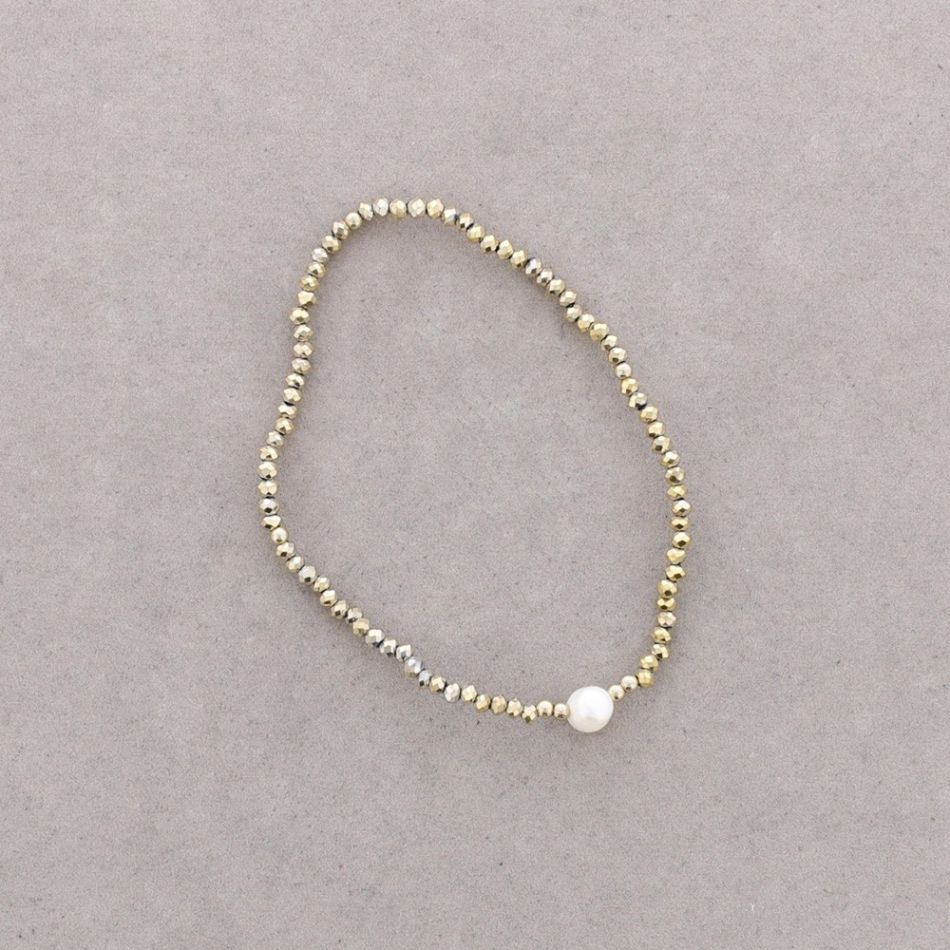 PULSERA PERLA CRISTALES FACETADOS