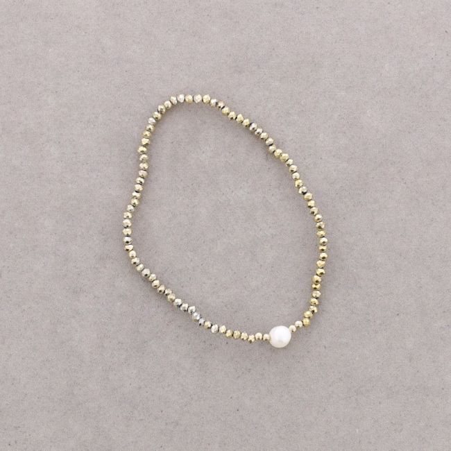 PULSERA PERLA CRISTALES FACETADOS