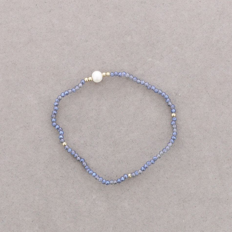 PULSERA PERLA CRISTALES FACETADOS