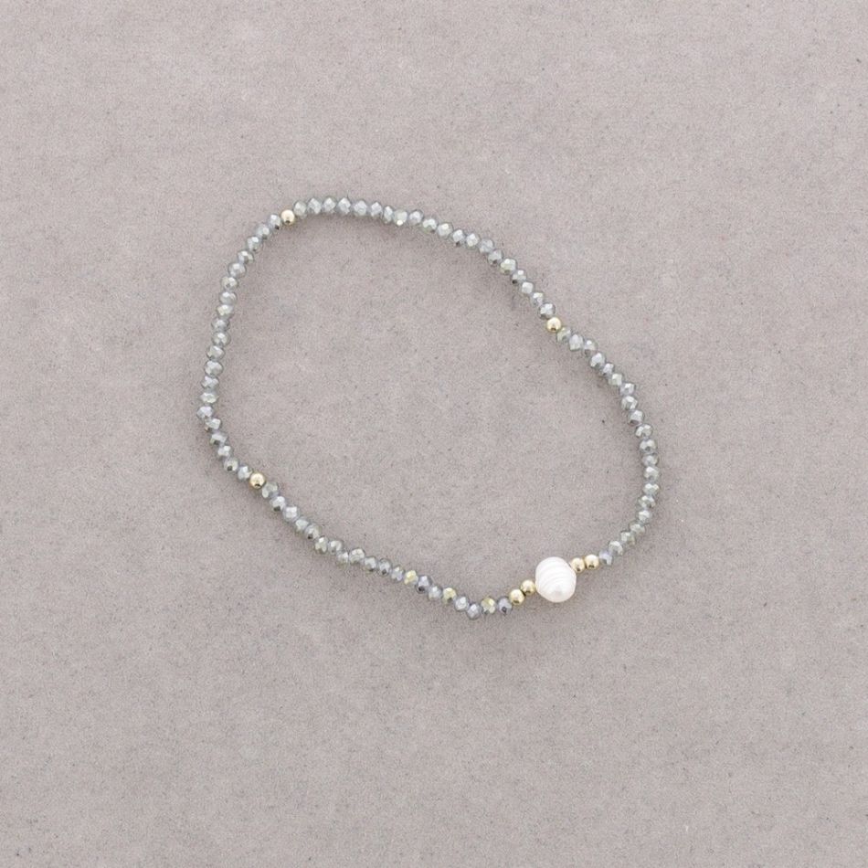 PULSERA PERLA CRISTALES FACETADOS